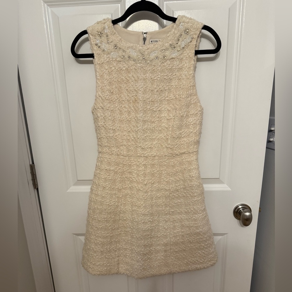 Alice + Olivia Cream Textured Mini Dress - Size 2